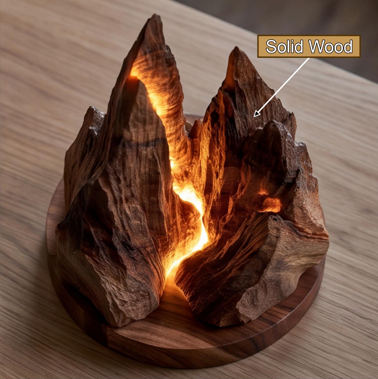 Draemor Sculpted Solid Wood Mountain Table Lamp SPA902589