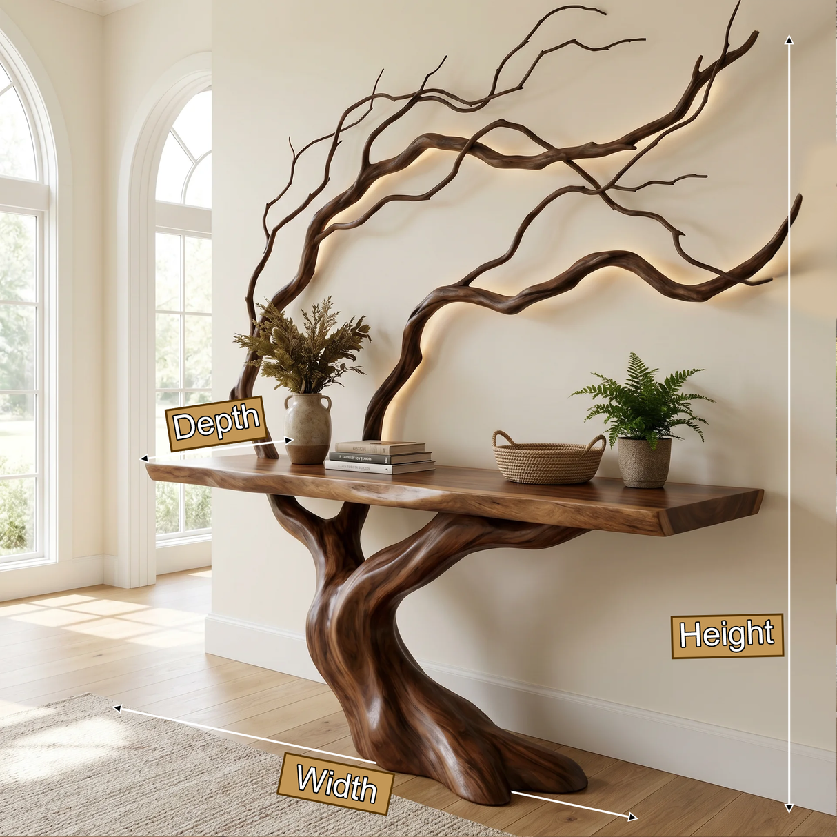 Draevanor Sculpted Solid Wood Console Table SPA293342