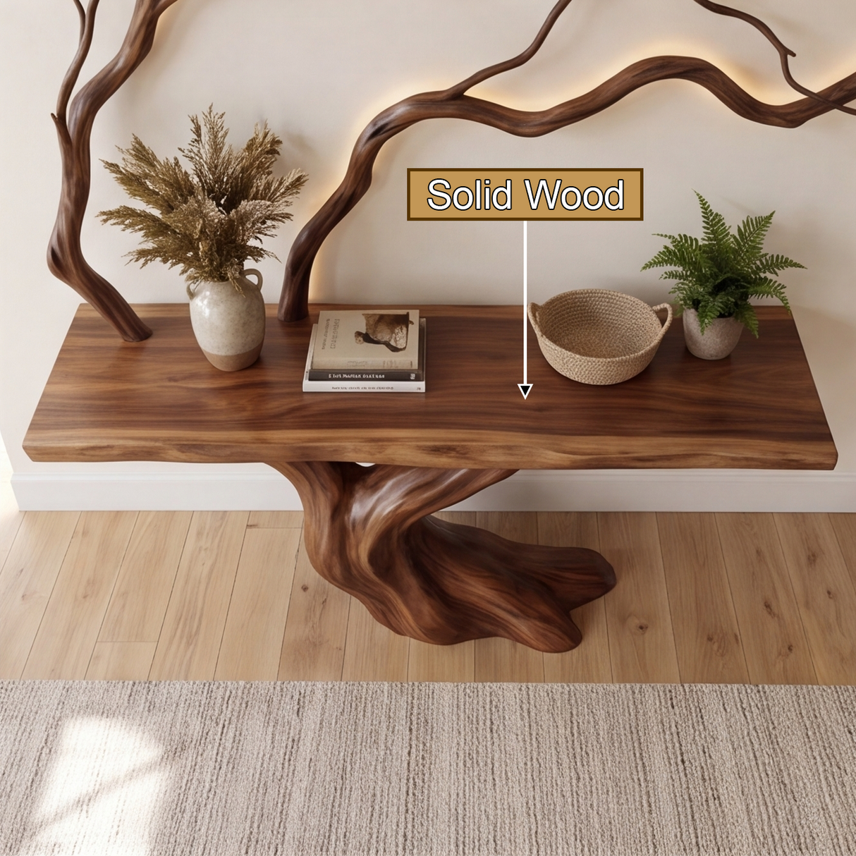 Draevanor Sculpted Solid Wood Console Table SPA293342