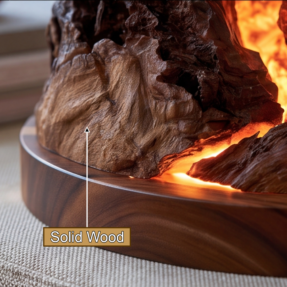 Drakora Sculpted Solid Wood Mountain Table Lamp
