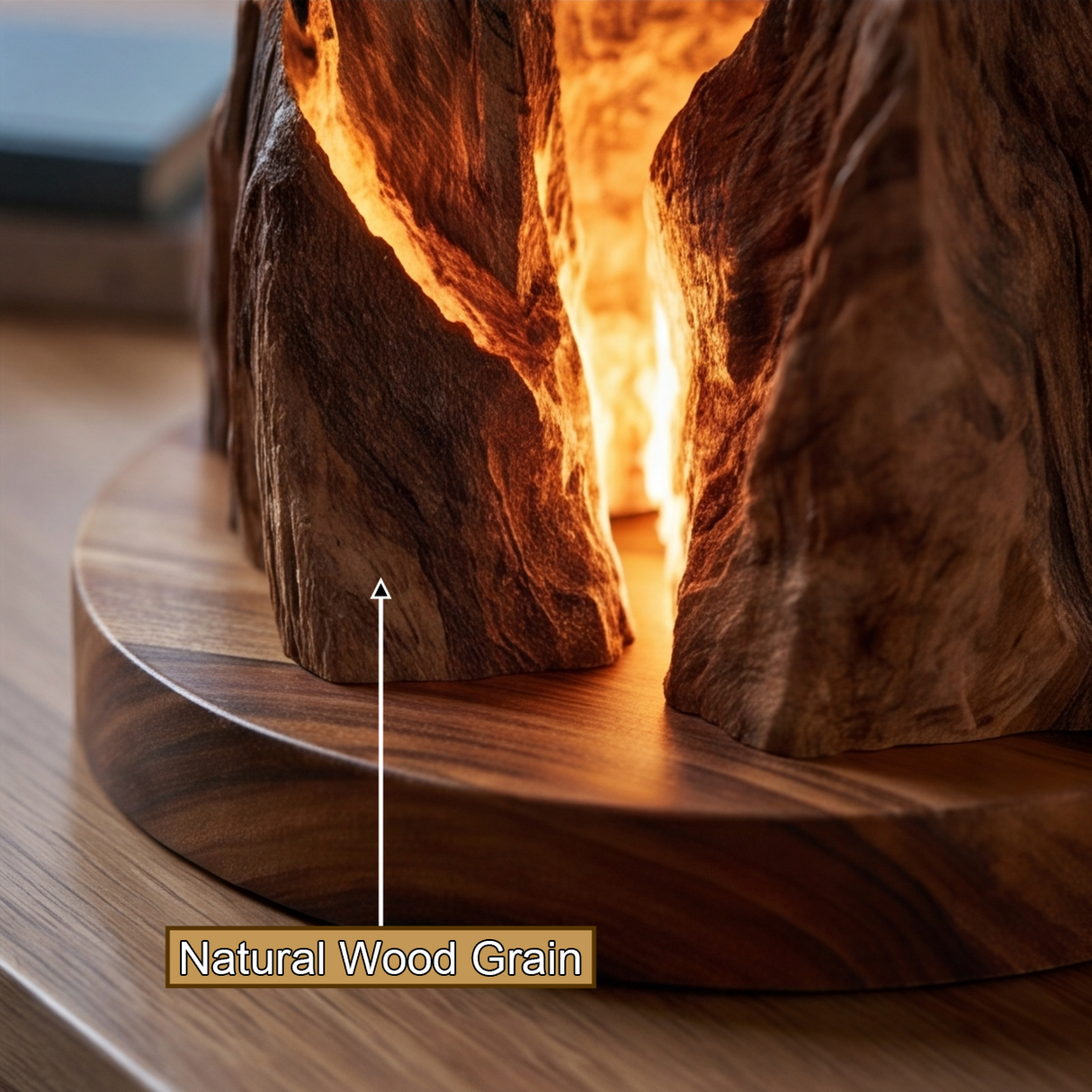 Drakoran Sculpted Solid Wood Mountain Table Lamp