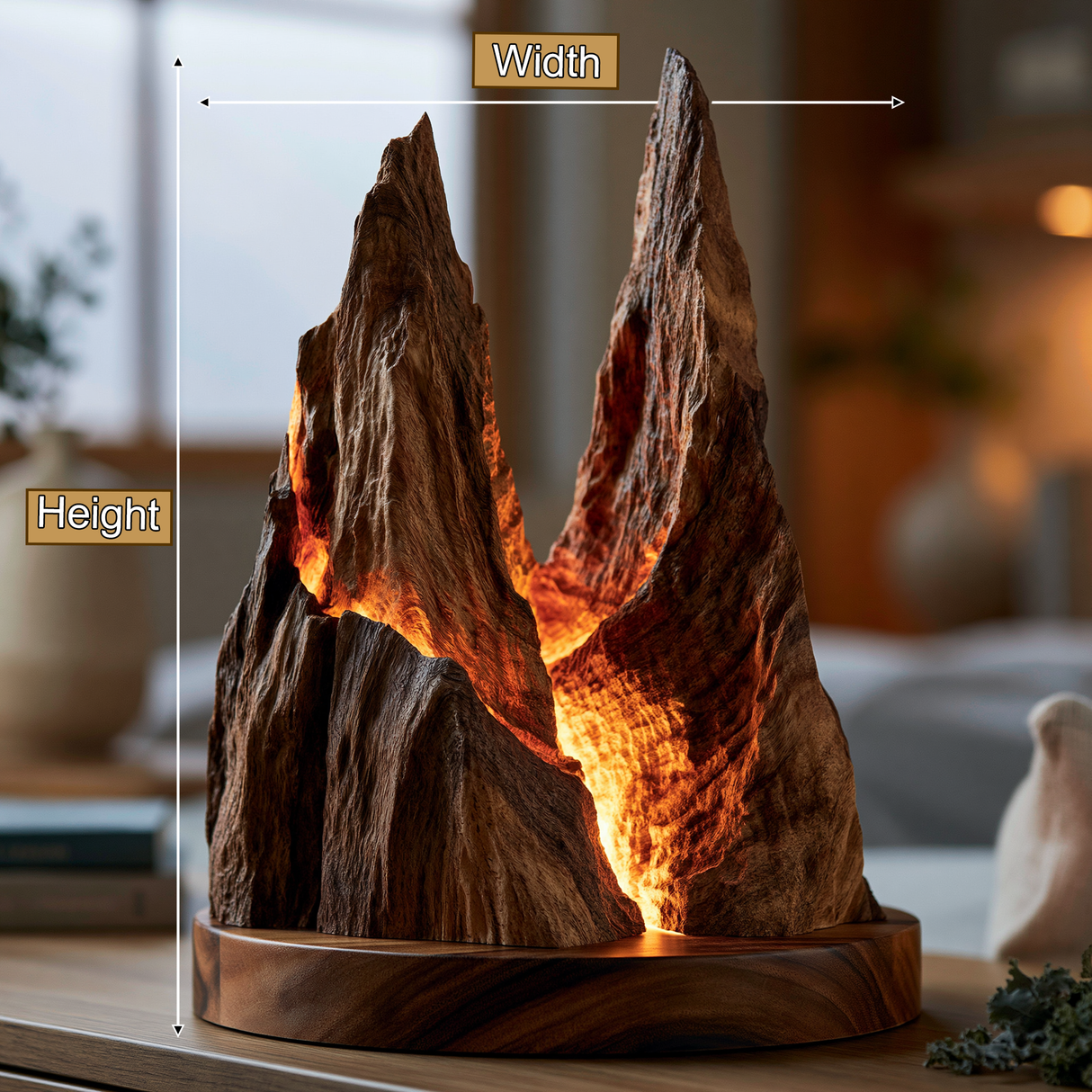 Drakoran Sculpted Solid Wood Mountain Table Lamp