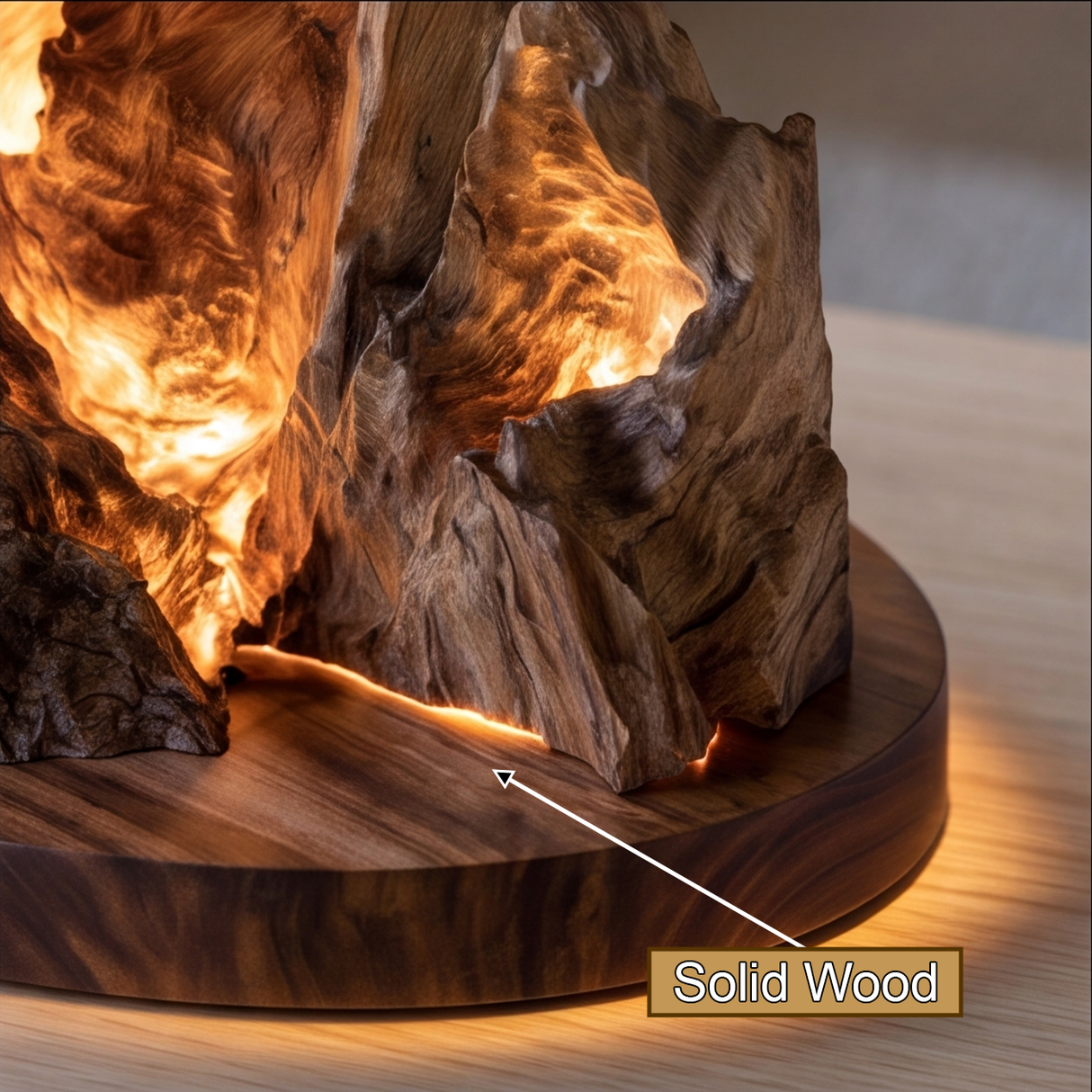 Drakspire Sculpted Solid Wood Mountain Table Lamp
