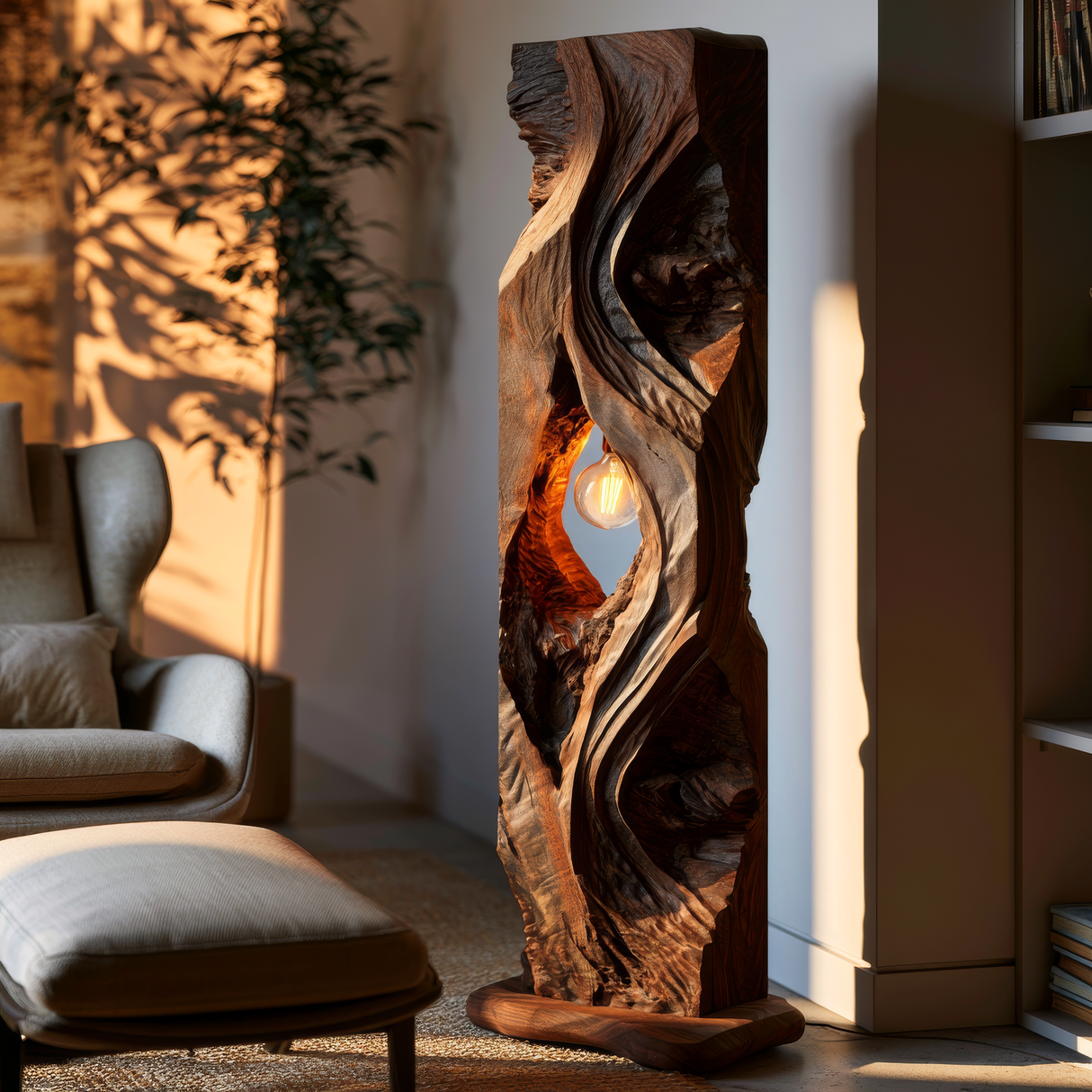 Dravaryn Sculpted Solid Wood Floor Lamp - Timberustic Floor Lamp