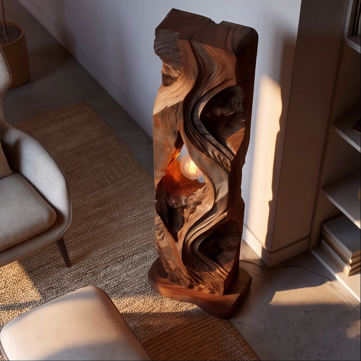 Dravaryn Sculpted Solid Wood Floor Lamp - Timberustic Floor Lamp