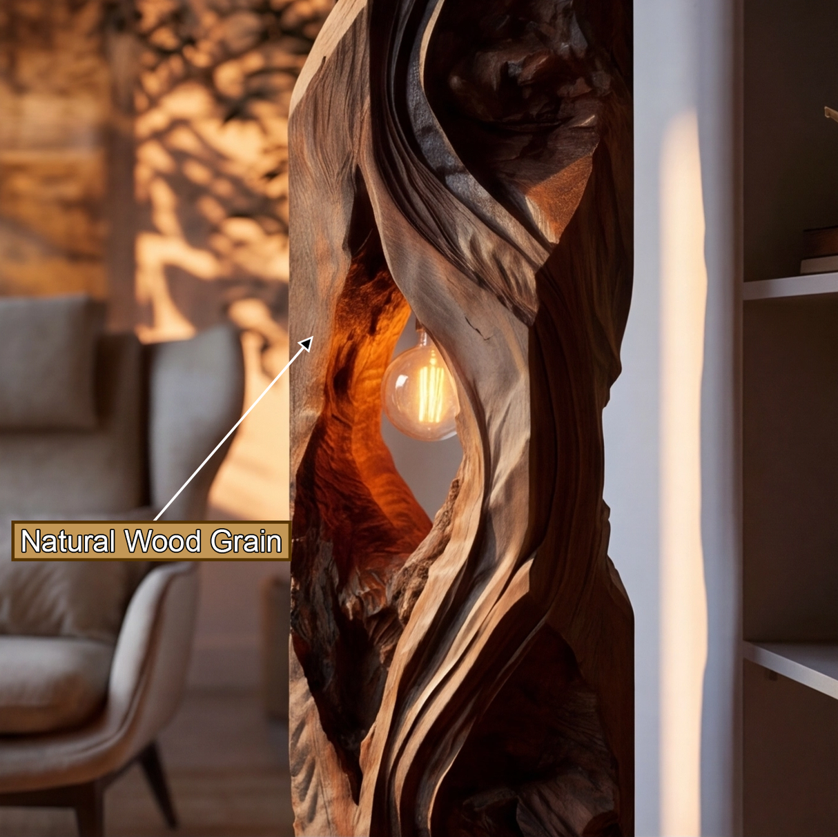 Dravaryn Sculpted Solid Wood Floor Lamp - Timberustic Floor Lamp