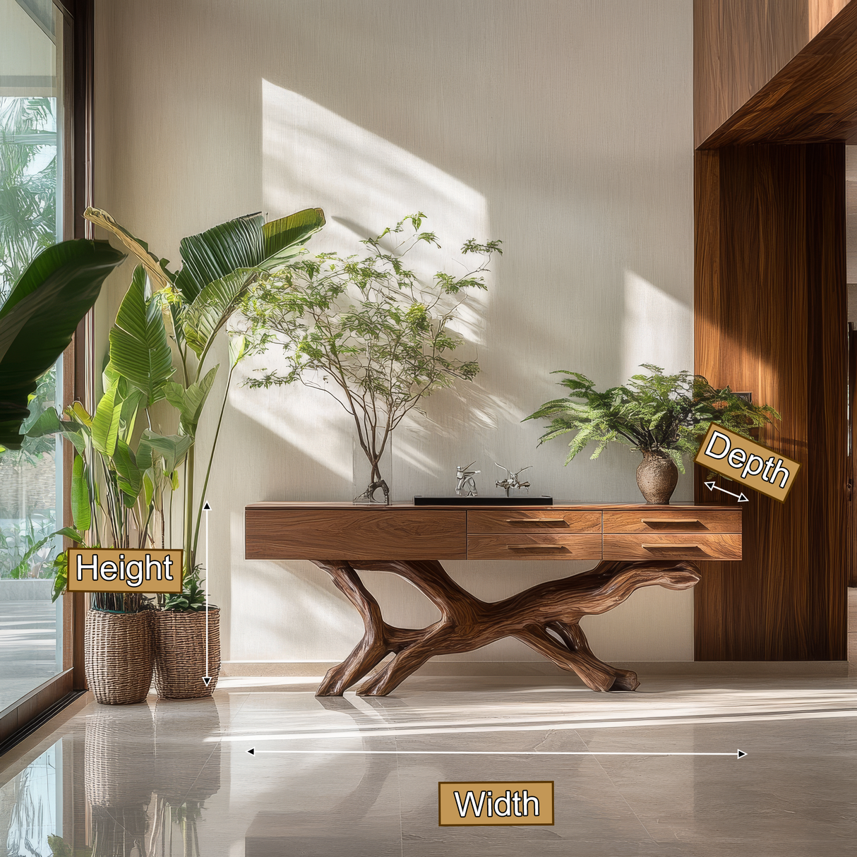 Dravaryn Solid Wood Sculpted Console Table - Timberustic Console Table