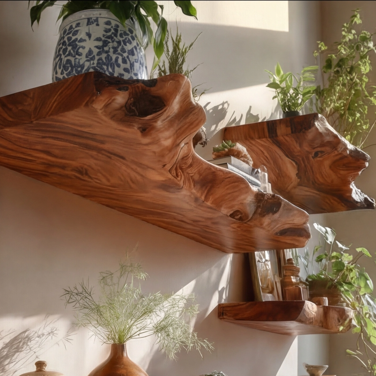 Dravik Live Edge Solid Wood Floating Shelf SPA300692 - Timberustic Floating Shelf