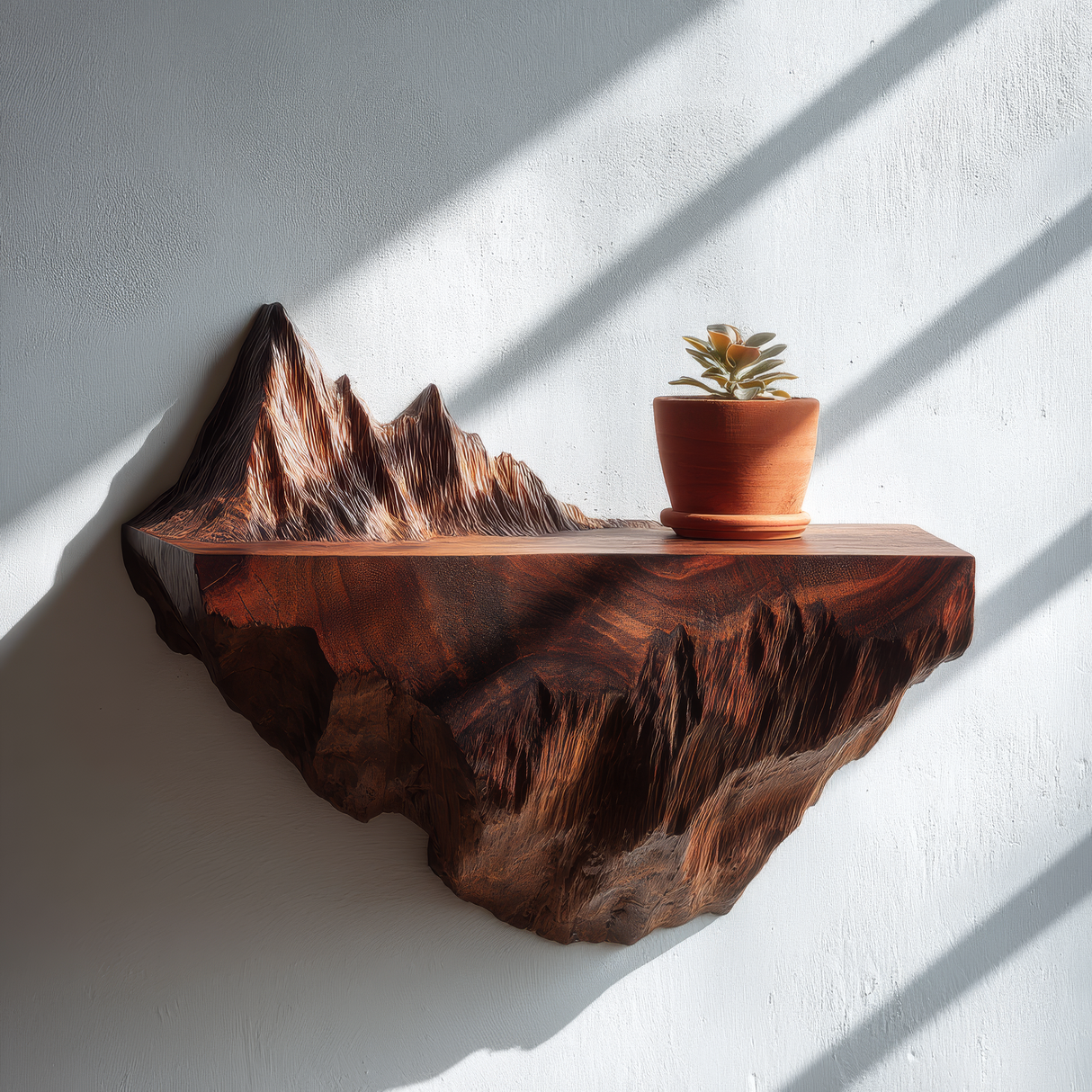 Dravik Sculpted Solid Wood Mountain Floating Shelf - Timberustic Floating Shelf