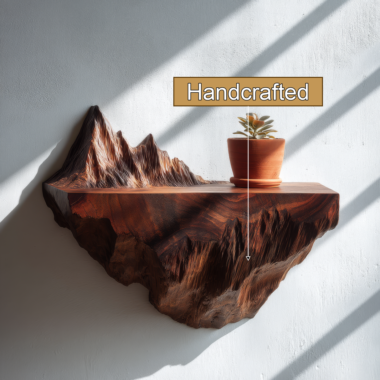 Dravik Sculpted Solid Wood Mountain Floating Shelf - Timberustic Floating Shelf