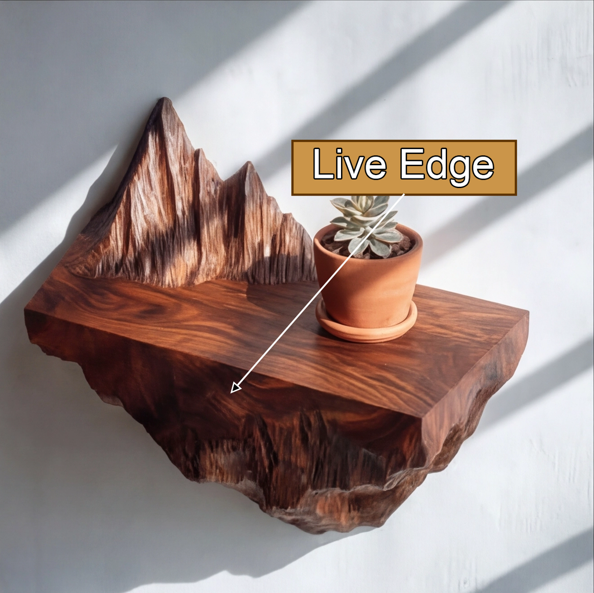 Dravik Sculpted Solid Wood Mountain Floating Shelf - Timberustic Floating Shelf