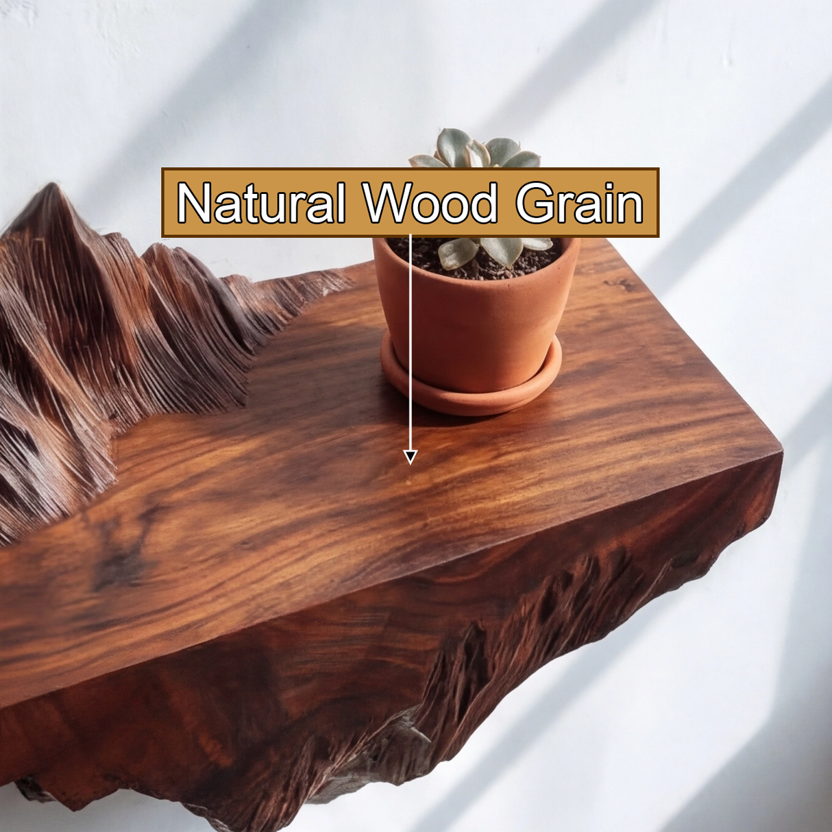 Dravik Sculpted Solid Wood Mountain Floating Shelf - Timberustic Floating Shelf