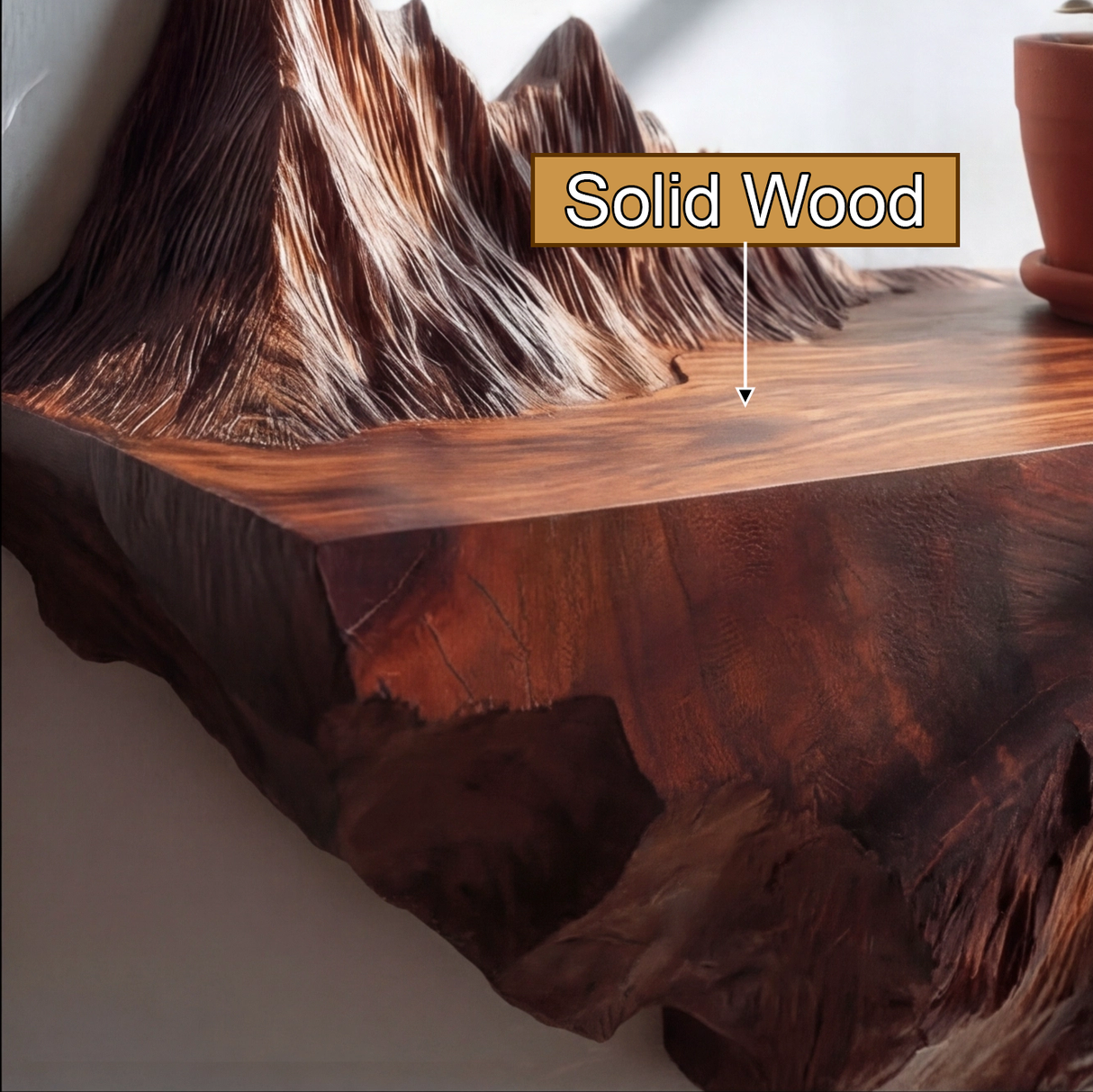 Dravik Sculpted Solid Wood Mountain Floating Shelf - Timberustic Floating Shelf
