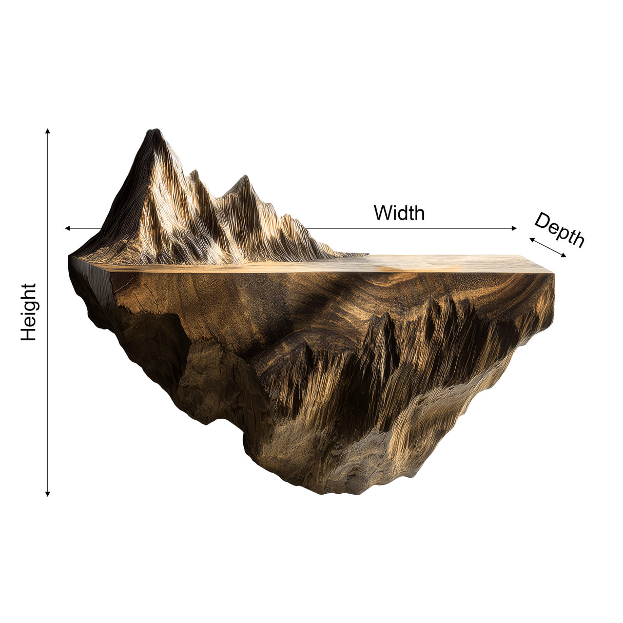 Dravik Sculpted Solid Wood Mountain Floating Shelf - Timberustic Floating Shelf