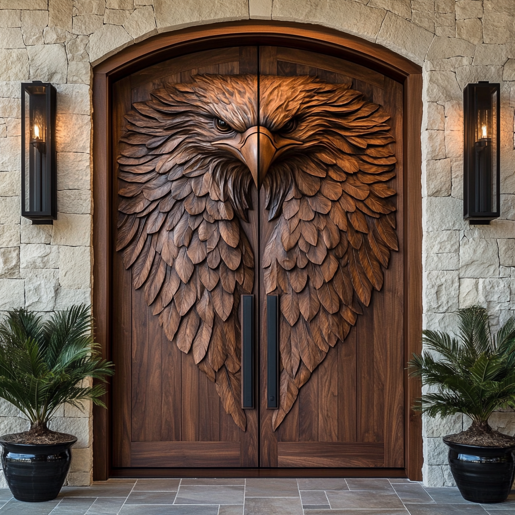 Dravion Sculpted Solid Wood Arched Double Doors - Timberustic Door