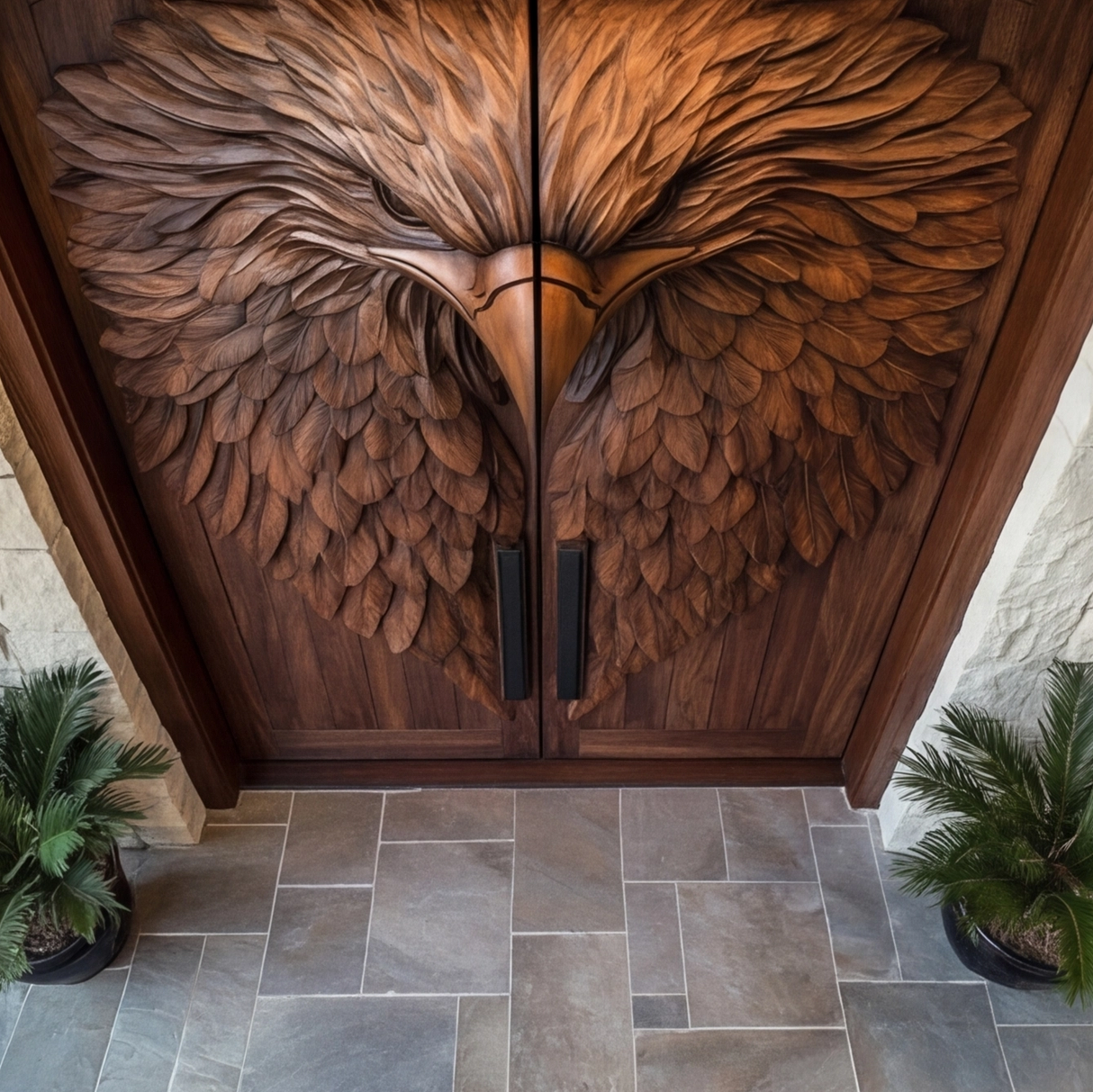 Dravion Sculpted Solid Wood Arched Double Doors - Timberustic Door