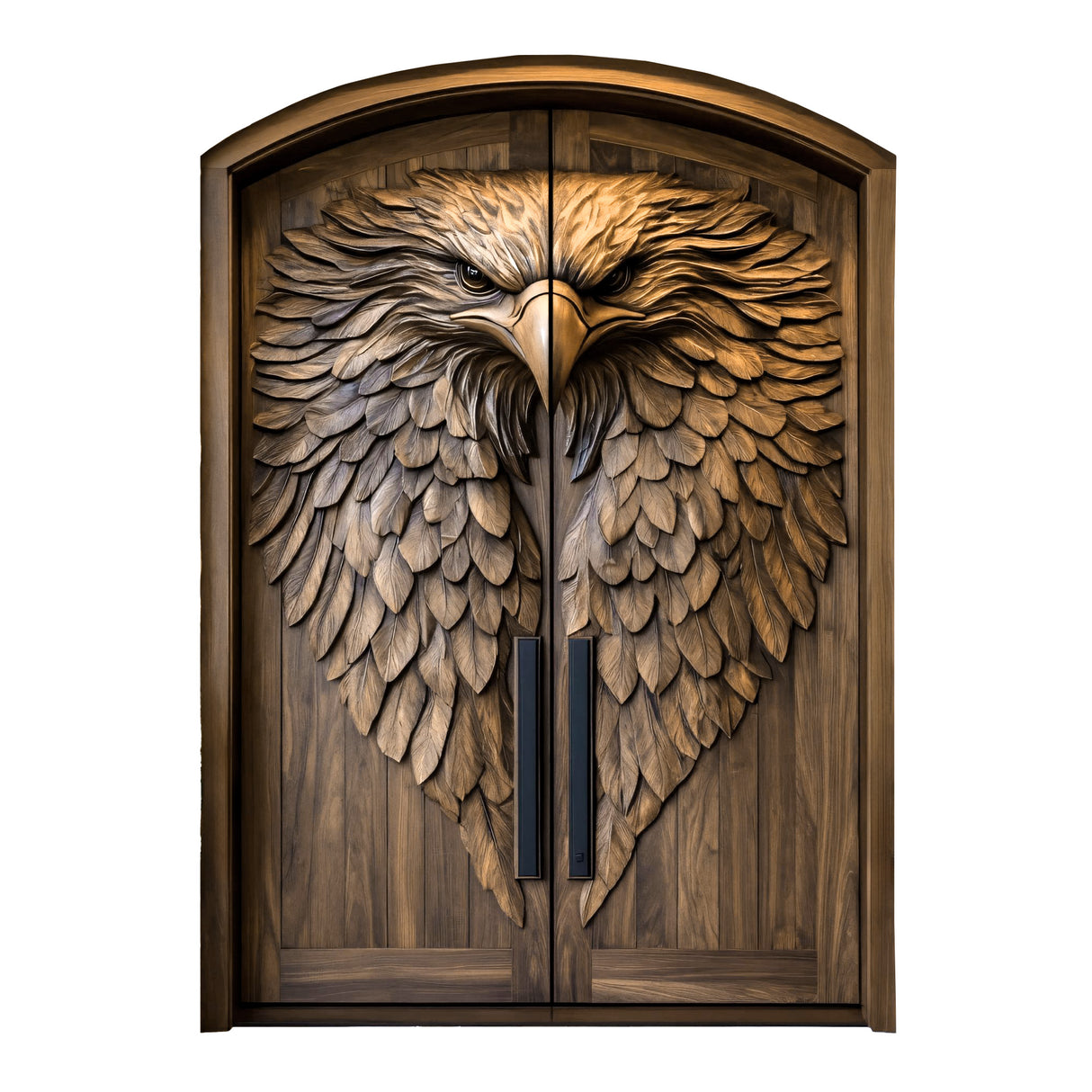 Dravion Sculpted Solid Wood Arched Double Doors Natural Oak - Timberustic Door