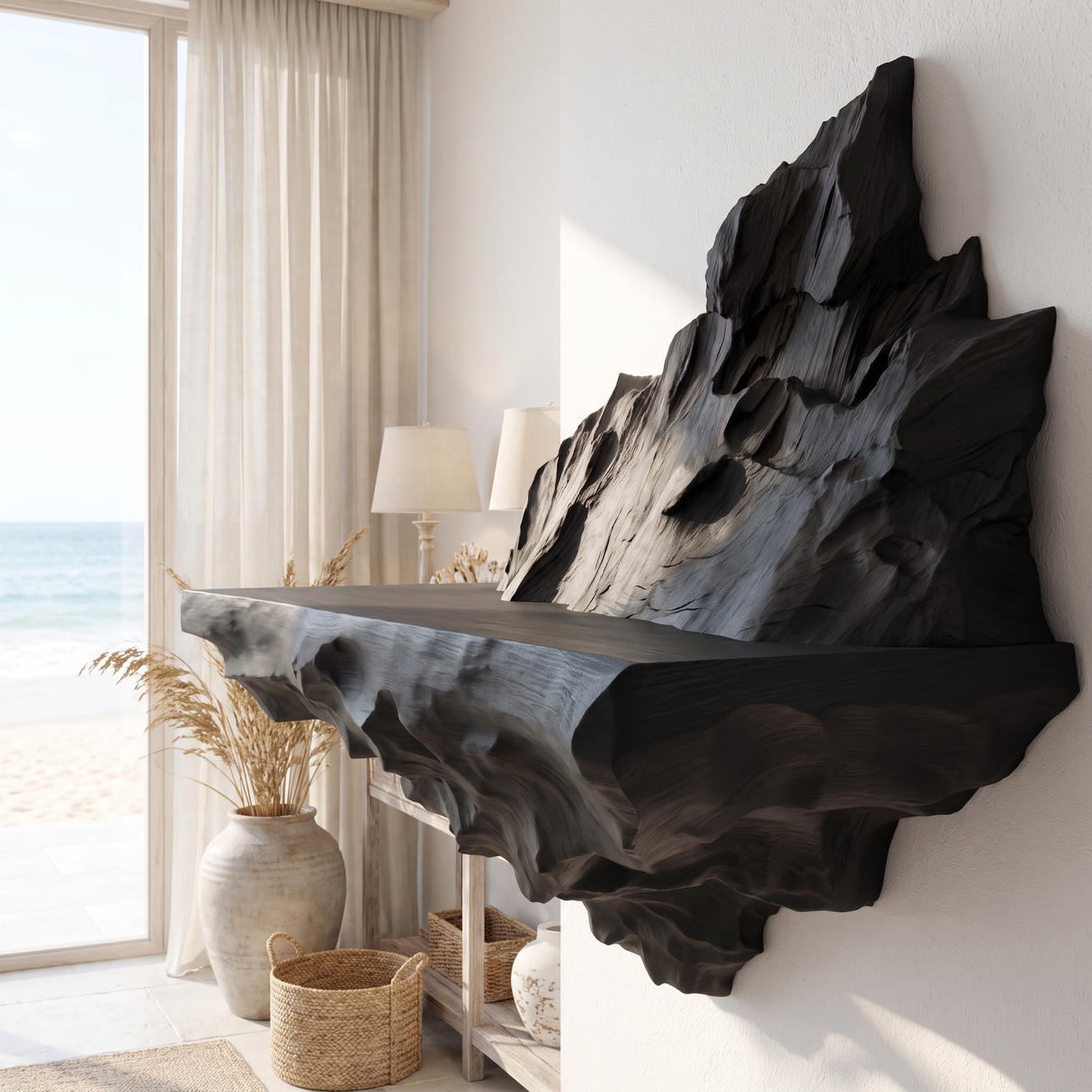 Dravok Handcrafted Solid Wood Mountain Floating Shelf - Timberustic Floating Shelf