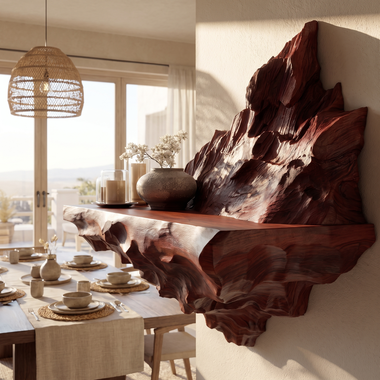 Dravok Handcrafted Solid Wood Mountain Floating Shelf - Timberustic Floating Shelf
