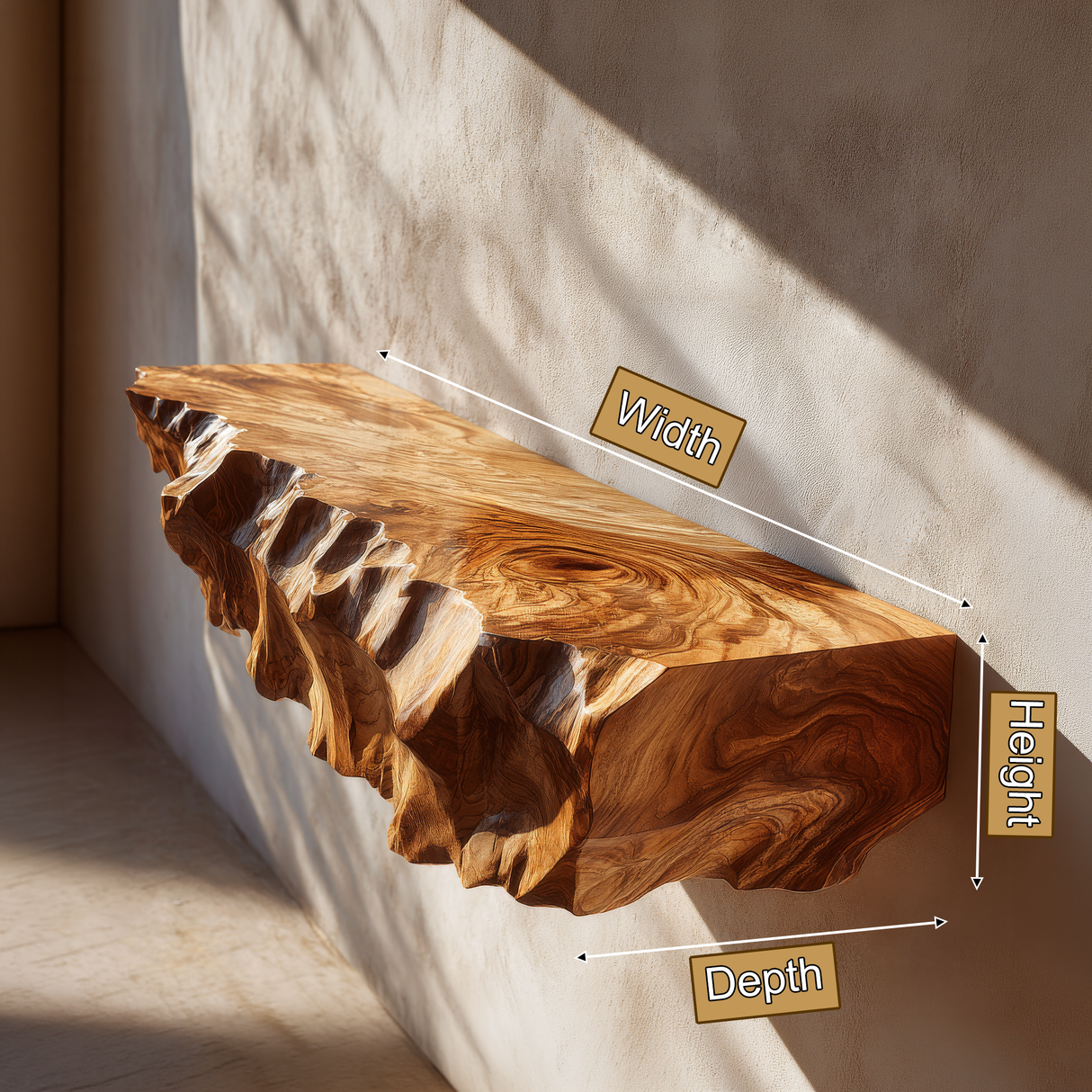 Drevion Mountain Live Edge Solid Wood Floating Shelf SPA215874 - Timberustic Floating Shelf
