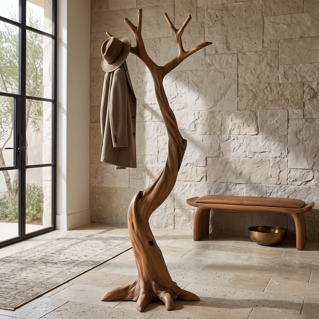 Driftbark Handcrafted Sculpted Solid Wood Tree Coat Rack