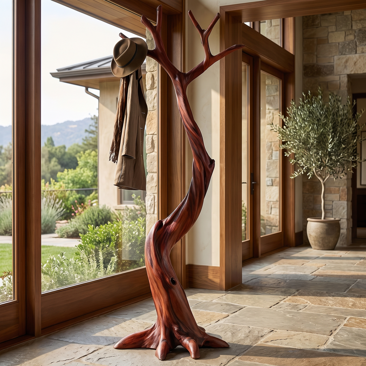 Driftbark Handcrafted Sculpted Solid Wood Tree Coat Rack