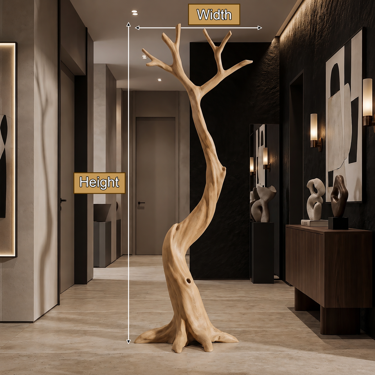 Driftbark Handcrafted Sculpted Solid Wood Tree Coat Rack