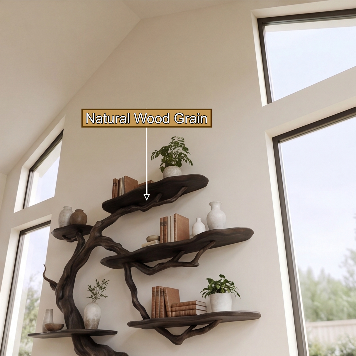 Driftbranch Handcrafted Solid Wood Floating Tree Bookshelf