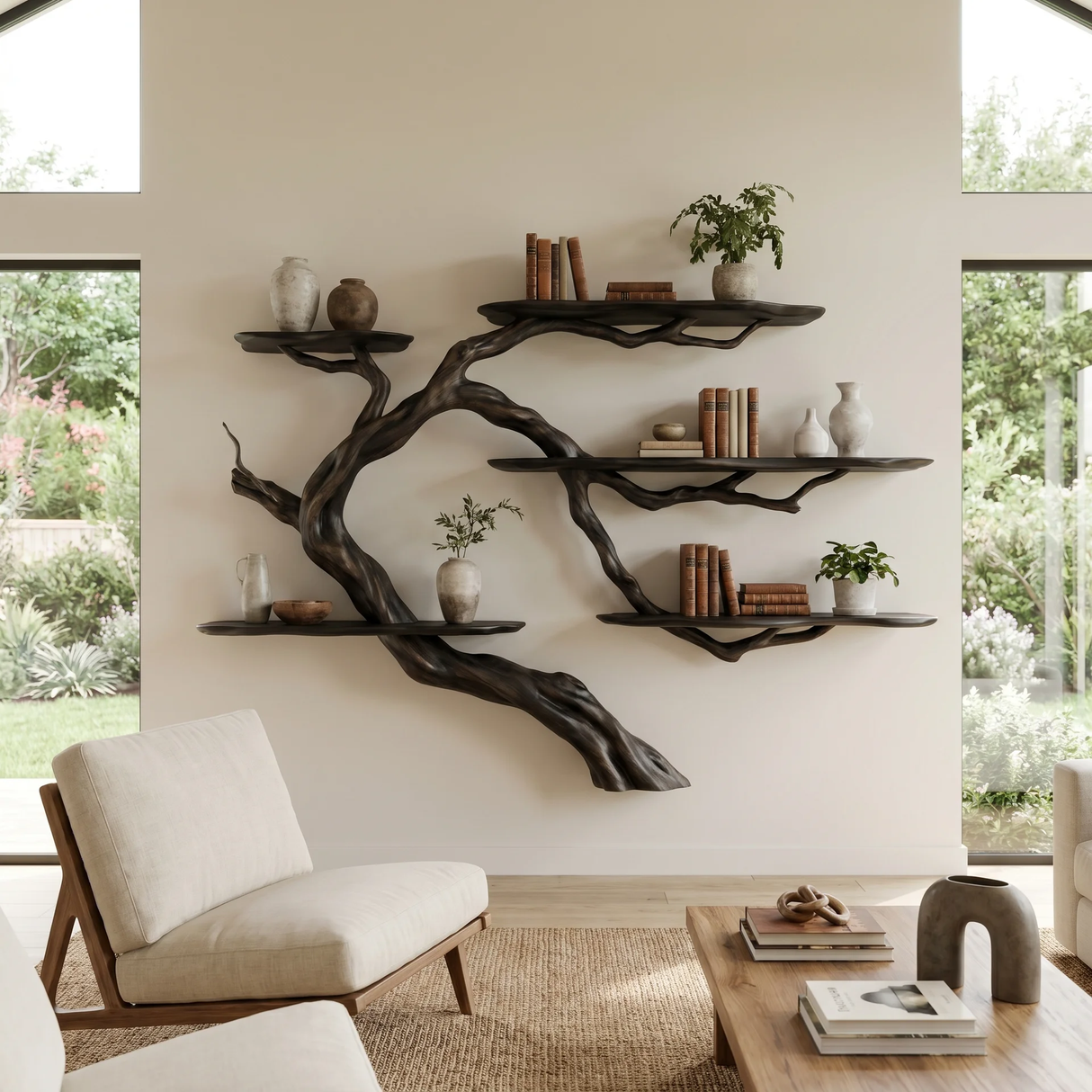 Driftbranch Handcrafted Solid Wood Floating Tree Bookshelf