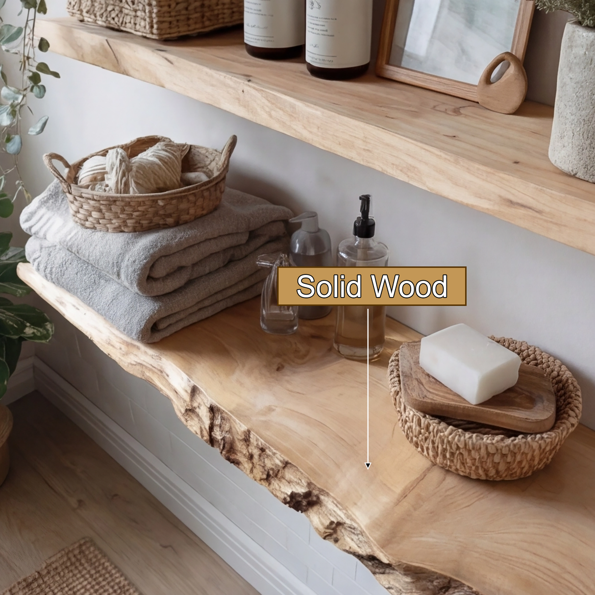 Driftedge Live Edge Solid Wood Floating Shelf - TimbeRustic Floating Shelf