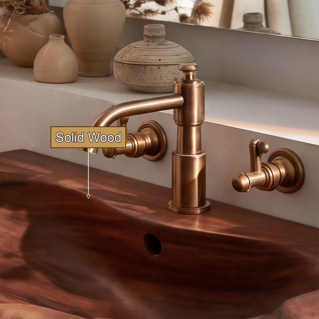 Drifthewn Handcrafted Live Edge Solid Wood Floating Bathroom Vanity with Drawers