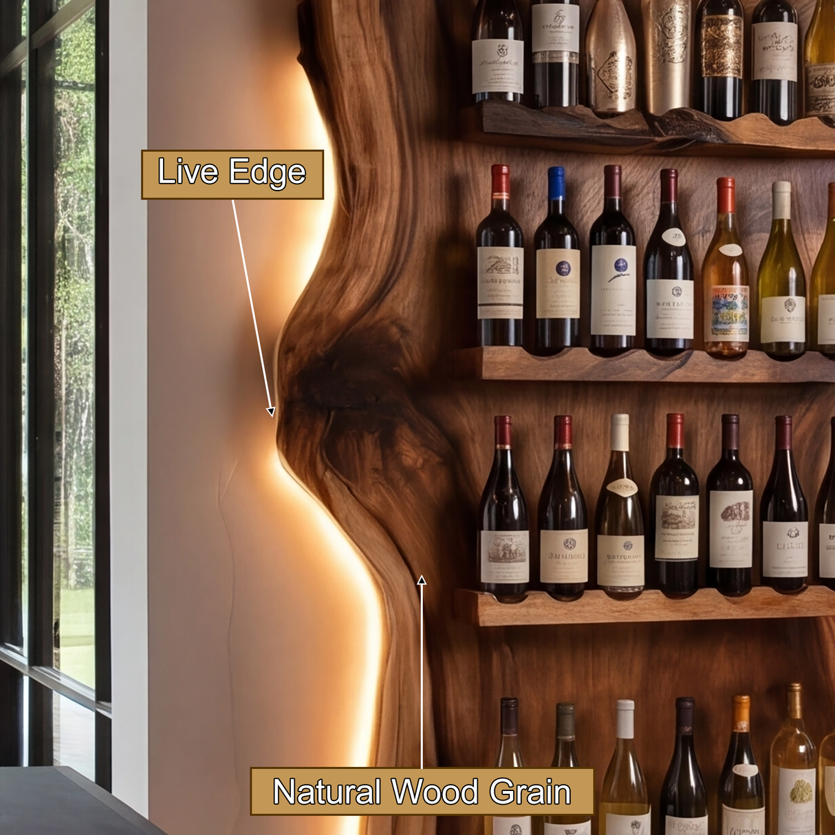 Driftmoor Handcrafted Solid Wood Floating Wine Rack