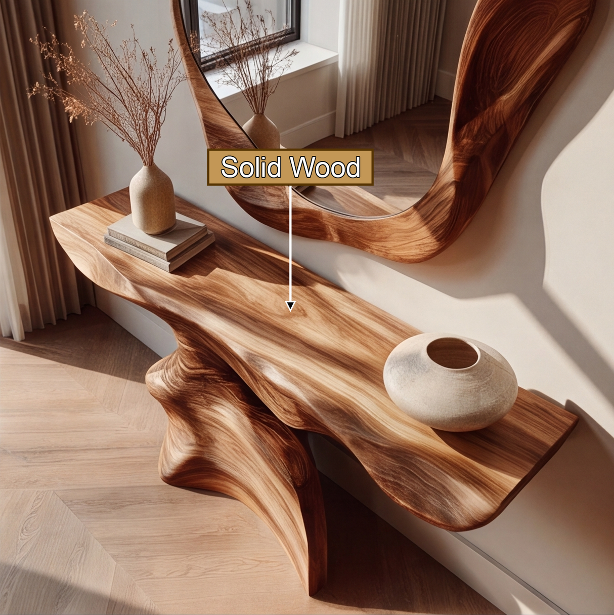 Driftmoor Sculpted Solid Wood Console Table