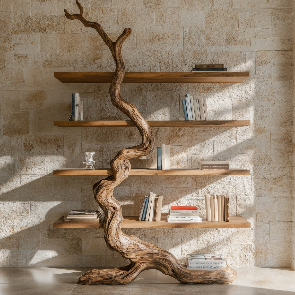 Driftroot Handcrafted Solid Wood Tree Bookshelf - Timberustic Tree Bookshelf