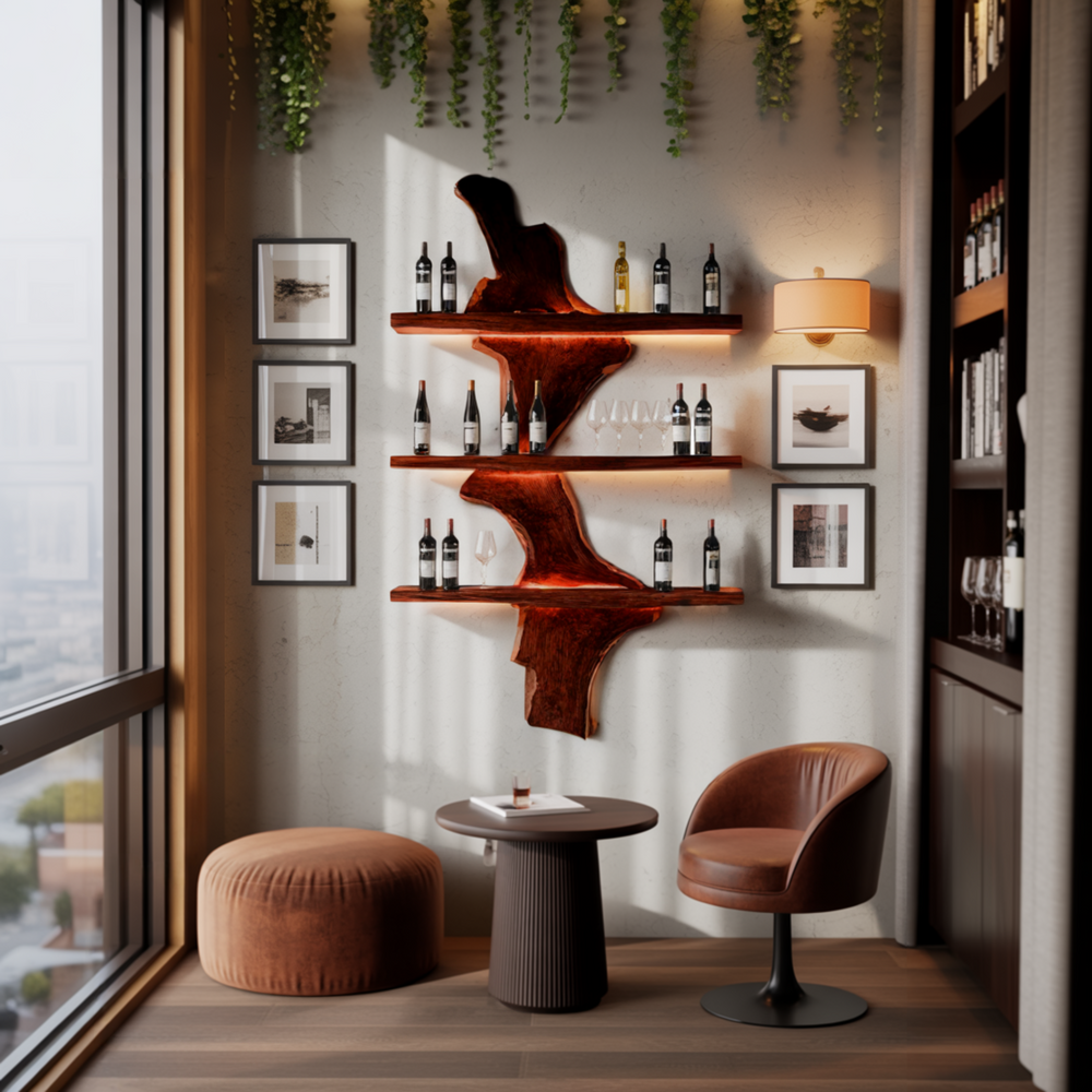 Driftwood Edge Floating Wine Rack