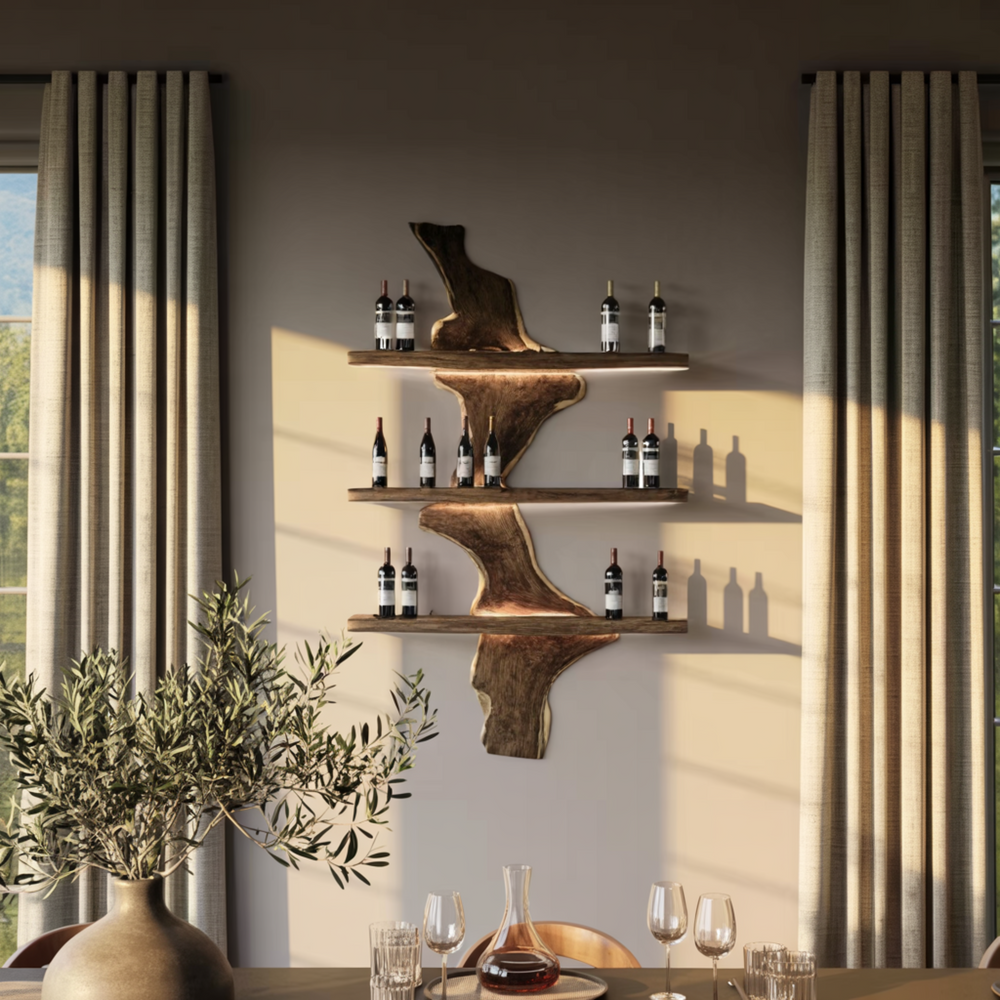 Driftwood Edge Floating Wine Rack
