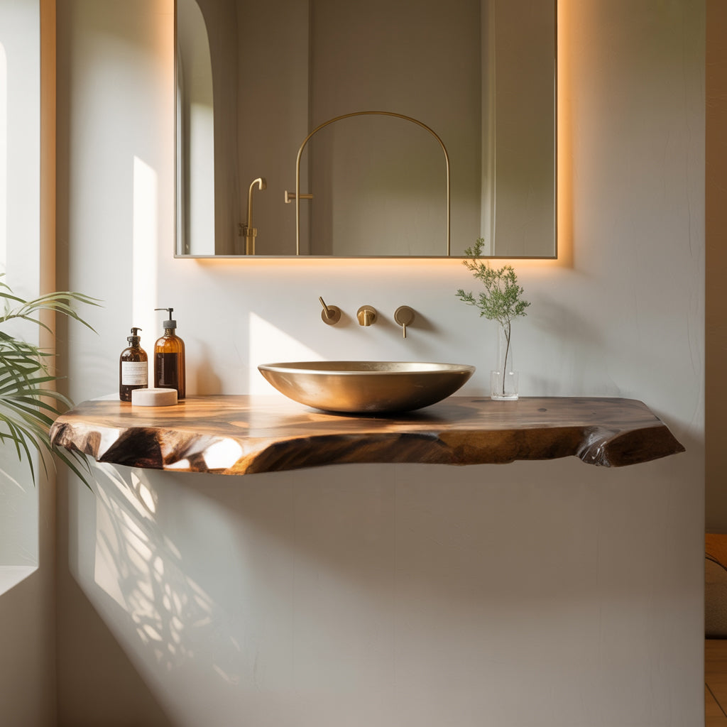Driftwood Live Edge Wood Floating Bathroom Vanity