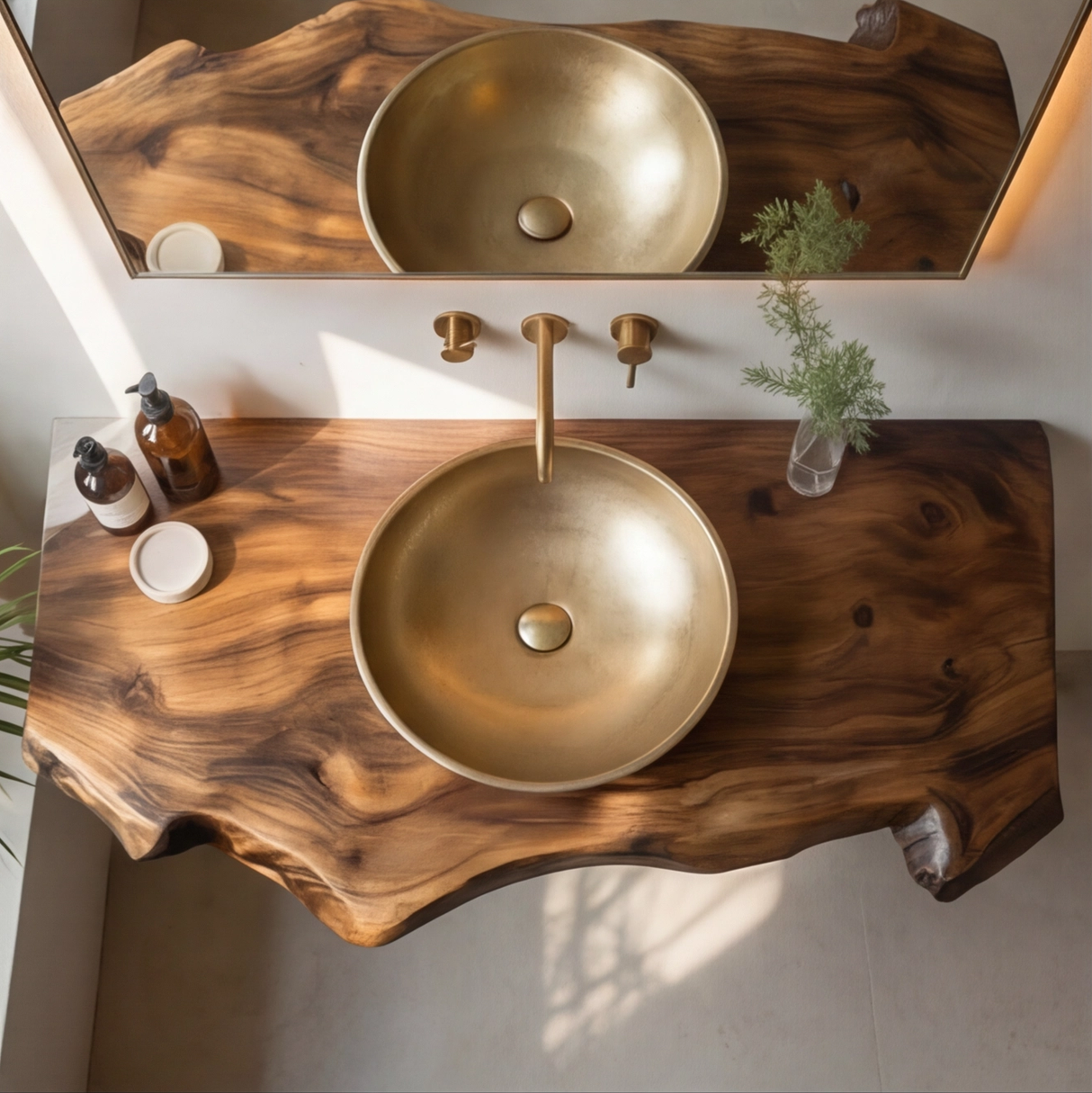 Driftwood Live Edge Wood Floating Bathroom Vanity - Timberustic Floating Bathroom Vanity