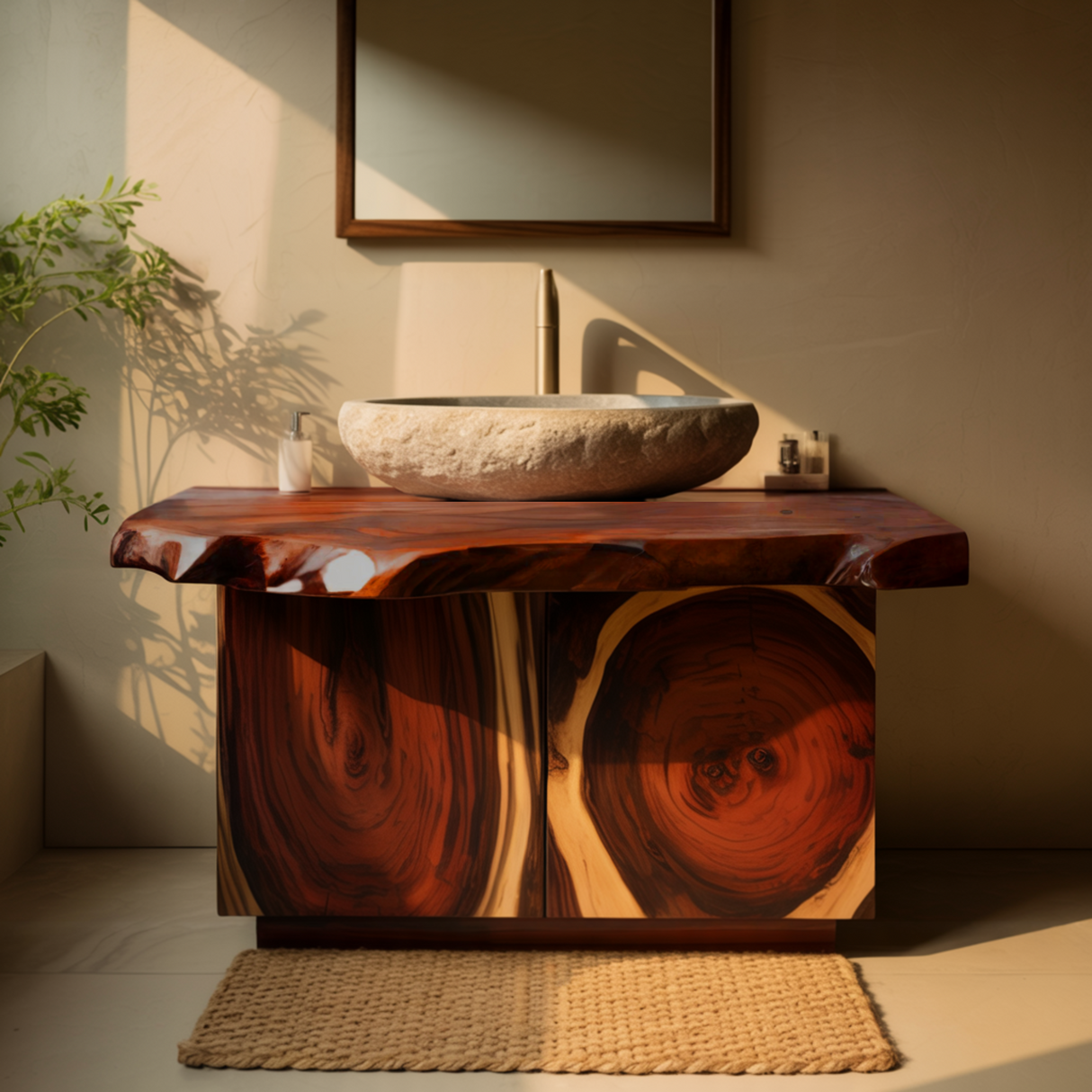 Driftwood Live Edge Wood Floating Bathroom Vanity