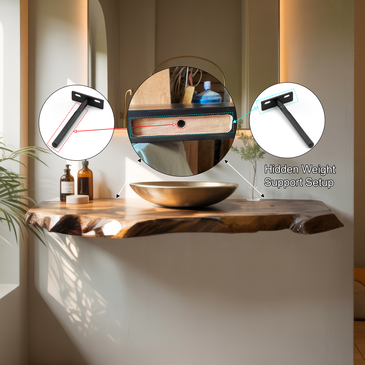 Driftwood Live Edge Wood Floating Bathroom Vanity - Timberustic Floating Bathroom Vanity