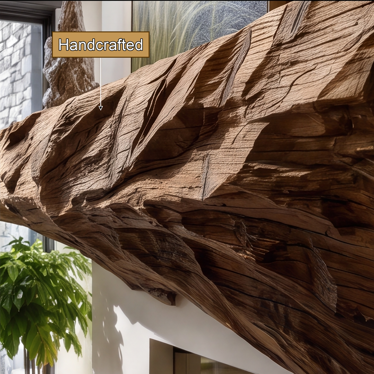 Duneward Handcrafted Sculpted Solid Wood Fireplace Mantel Shelf SPA256434 - Timberustic Fireplace Mantel Shelf