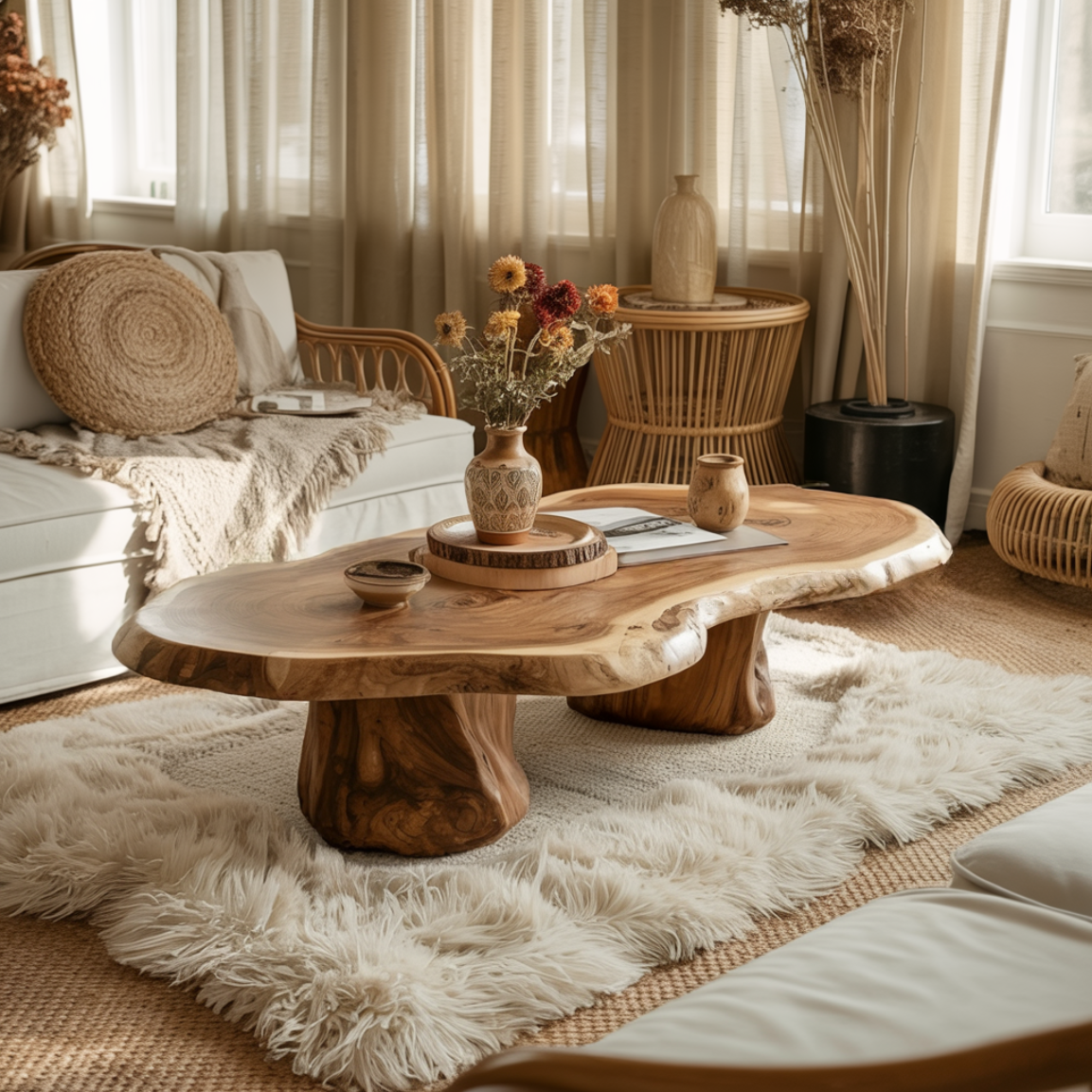 Earthgrain Live Edge Solid Wood Coffee Table - Timberustic Coffee Table