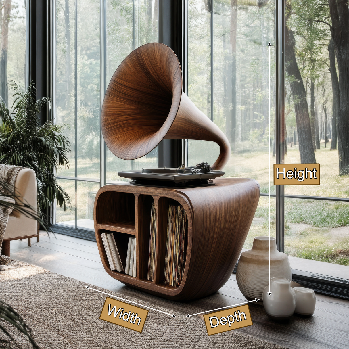 Echoforge Handcrafted Solid Wood Record Player Stand