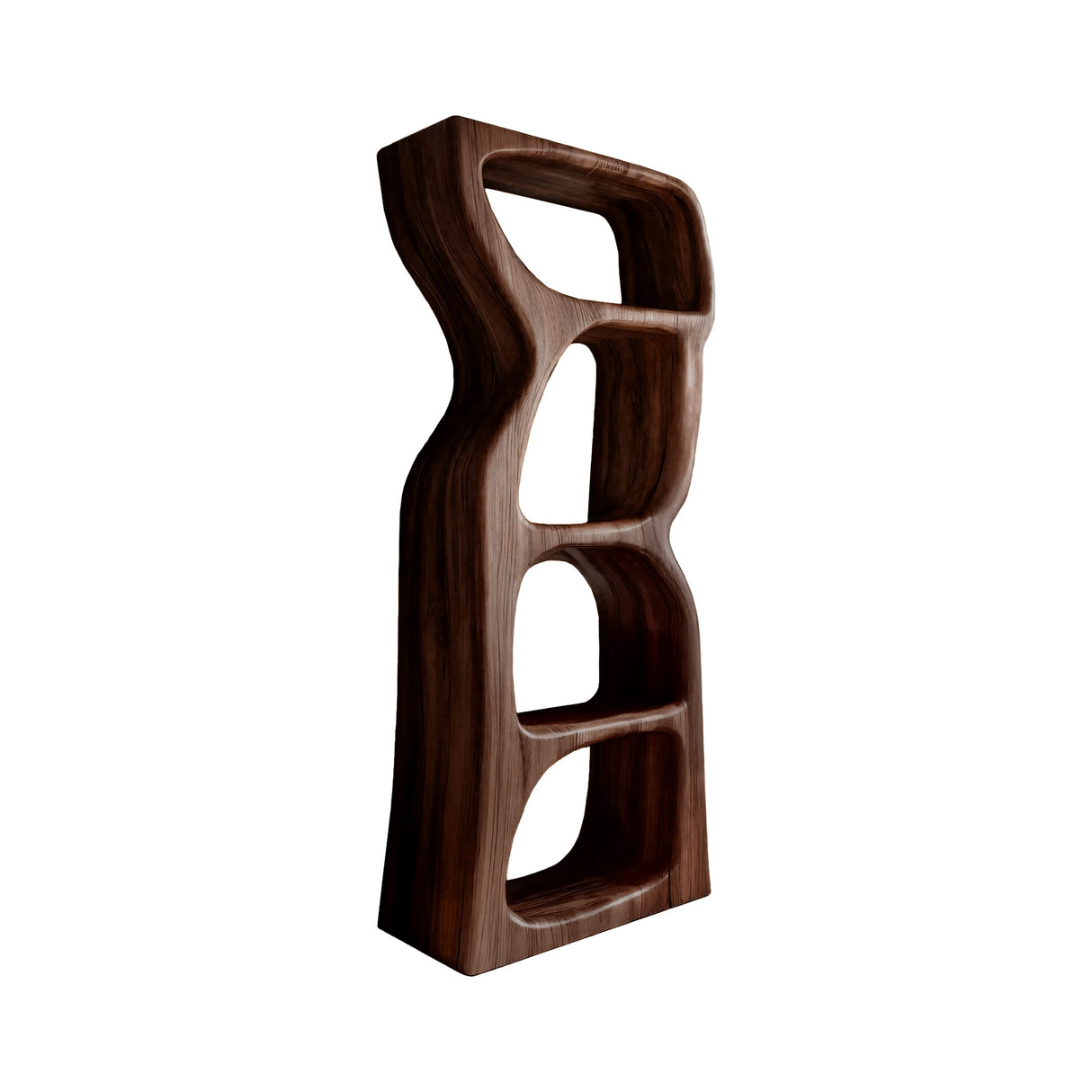 Echra Organic Modern Sculpted Solid Wood Sculptural Shelf
