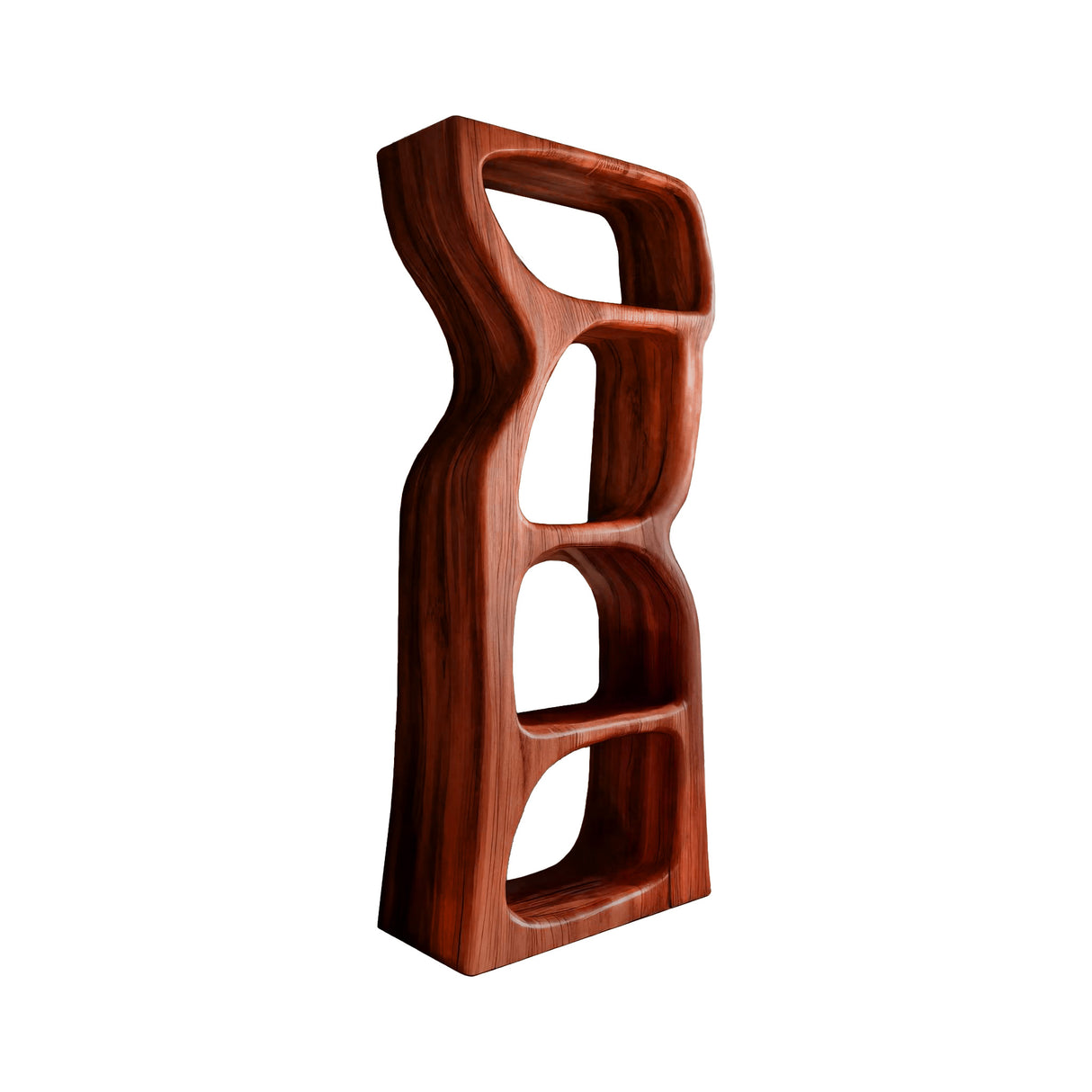 Echra Organic Modern Sculpted Solid Wood Sculptural Shelf