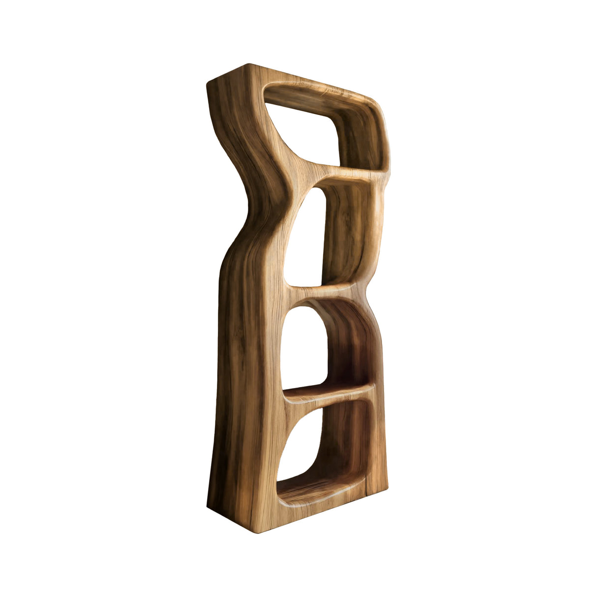 Echra Organic Modern Sculpted Solid Wood Sculptural Shelf