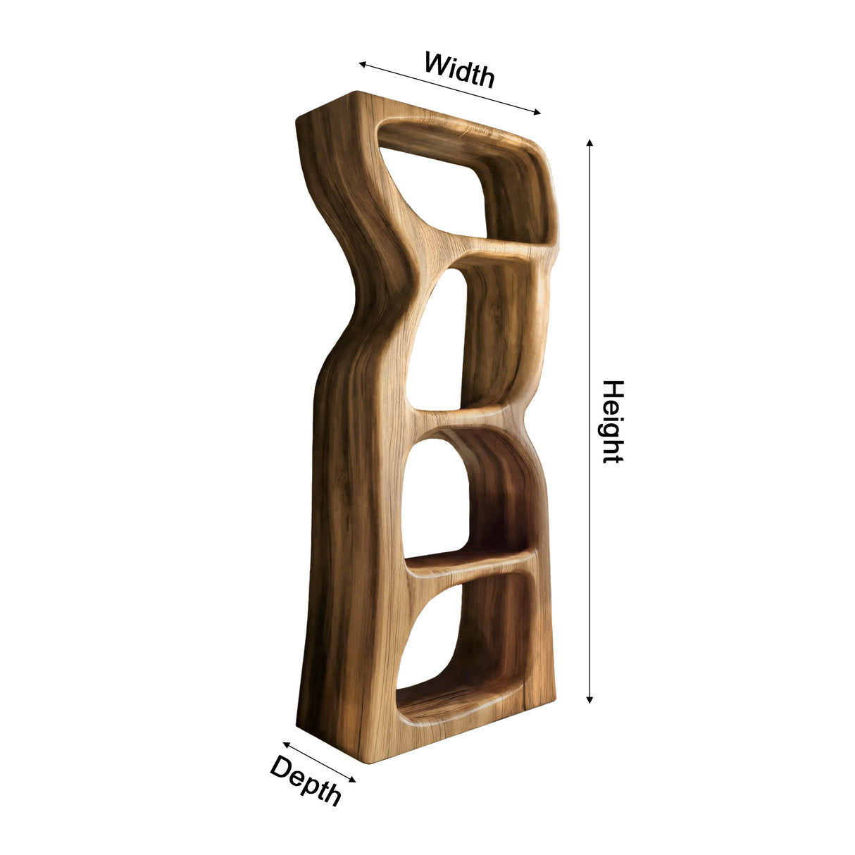 Echra Organic Modern Sculpted Solid Wood Sculptural Shelf