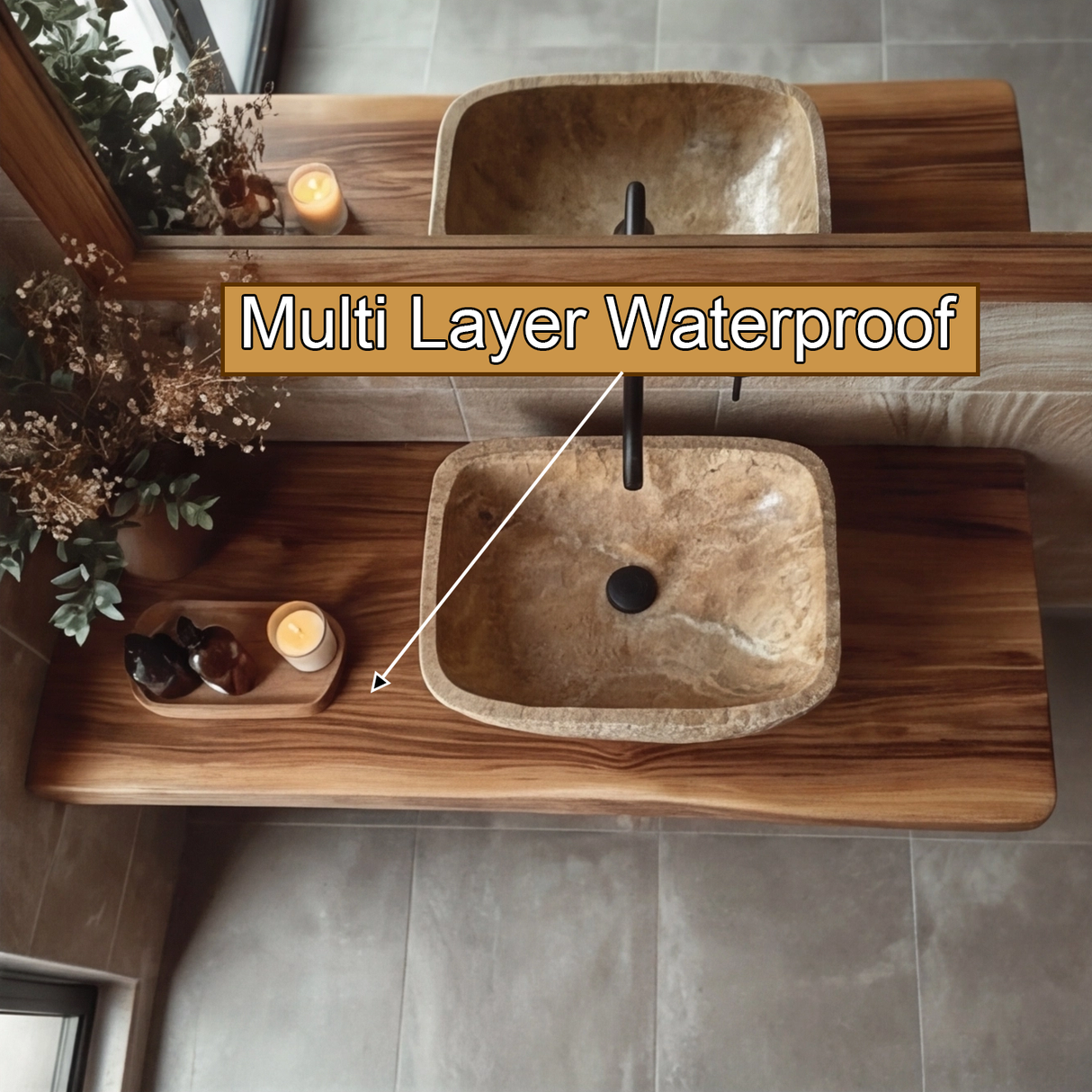 Echra Rustic Handcrafted Solid Wood Floating Bathroom Vanity Slab