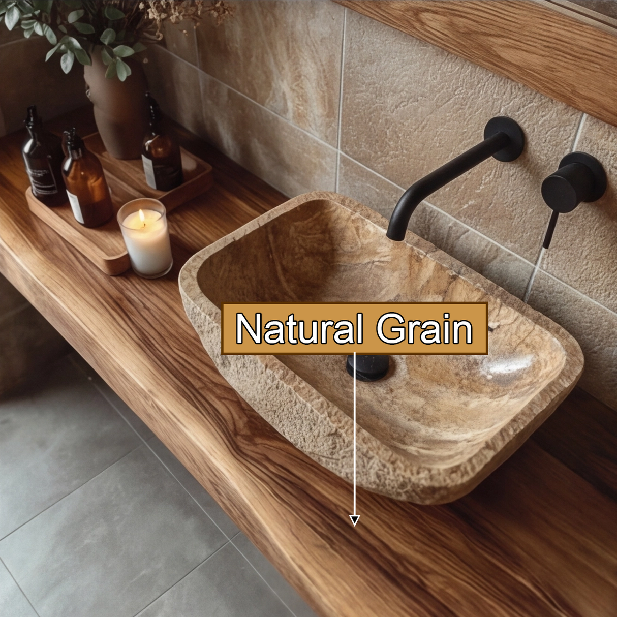 Echra Rustic Handcrafted Solid Wood Floating Bathroom Vanity Slab