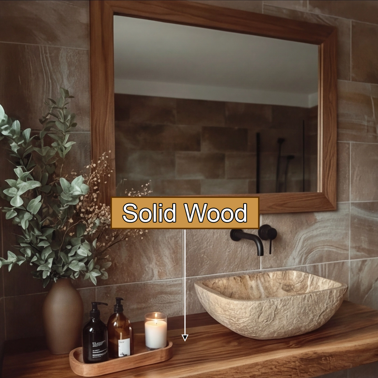 Echra Rustic Handcrafted Solid Wood Floating Bathroom Vanity Slab